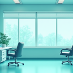 Behavioral health clinic office with padlock icon data breach concept