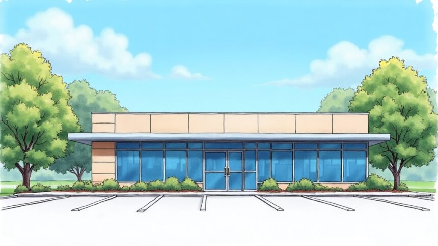 Suburban Michigan urgent care clinic building exterior