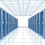 Clean data center aisle with plain server racks