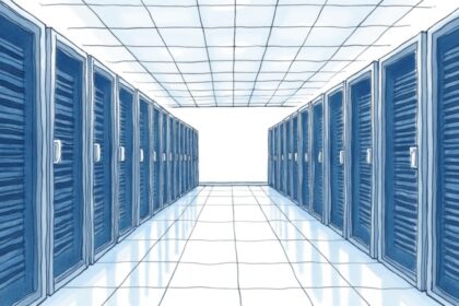 Clean data center aisle with plain server racks