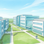 Corporate medical campus with three connected office buildings