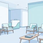 Bright modern mental health support center waiting area