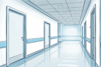 Clean bright cardiology clinic hallway