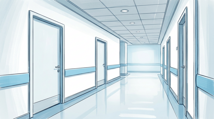 Clean bright cardiology clinic hallway