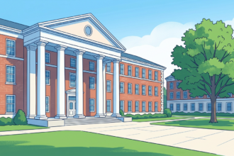University dental school building on a bright campus quad