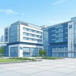 Modern pediatric hospital building in Toronto