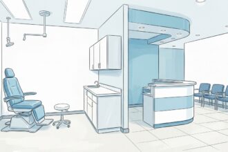Bright modern optometry office interior