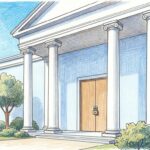 Classical medical association headquarters with a padlock on the door