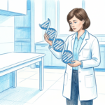 Hand-drawn illustration of a genetic testing laboratory
