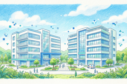 A hand-drawn illustration of two health systems that settled website tracking lawsuits.